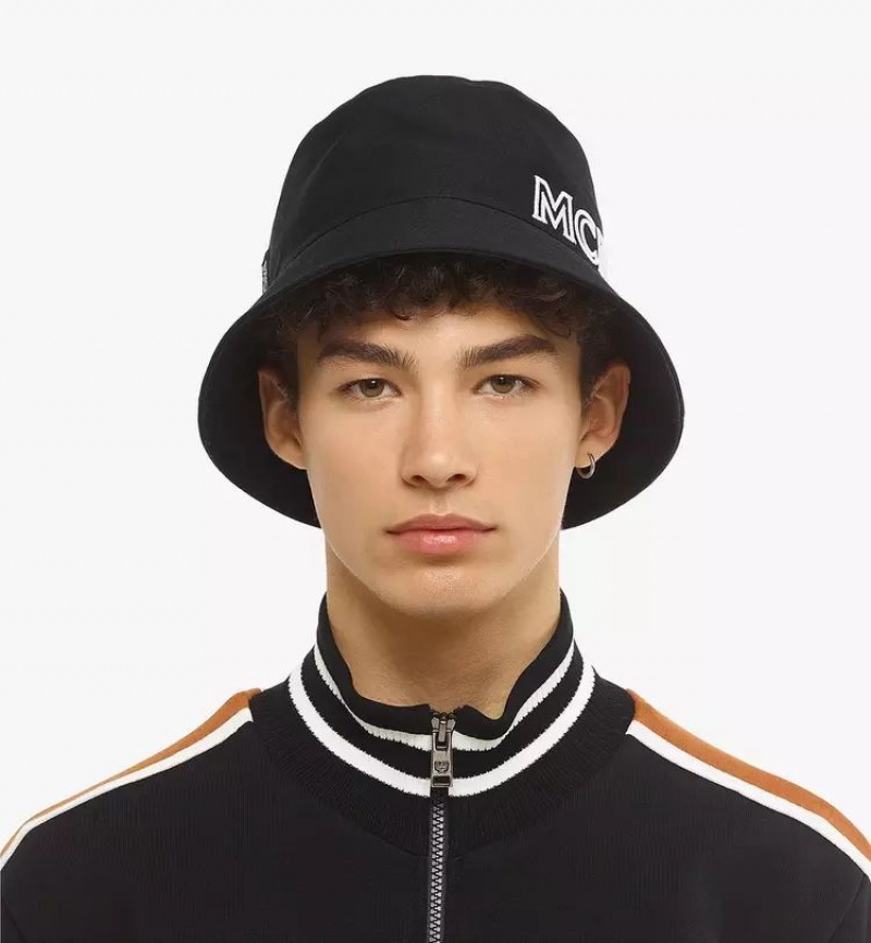 Klobuky MCM Worldwide MCM Essentials Bucket in Bavlnene Twill Panske Čierne | 308745-ALE