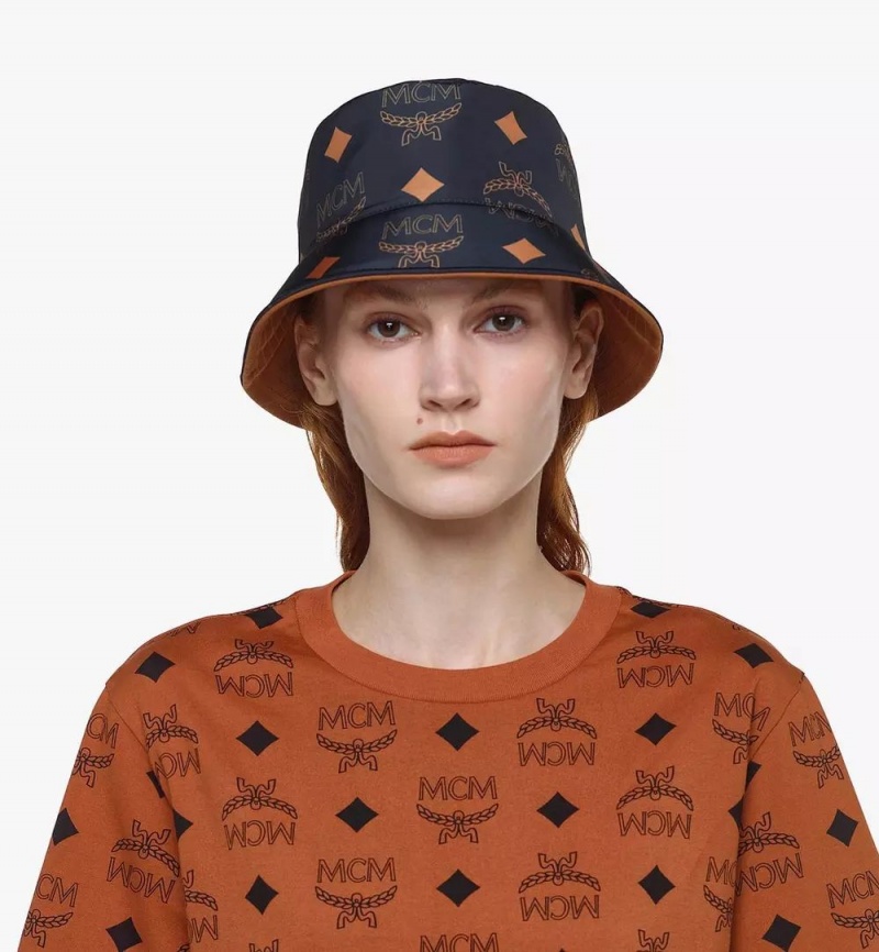 Klobuky MCM Worldwide Reversible Monogram Bucket in Recycled Polyester Damske Hnede | 435690-HFB