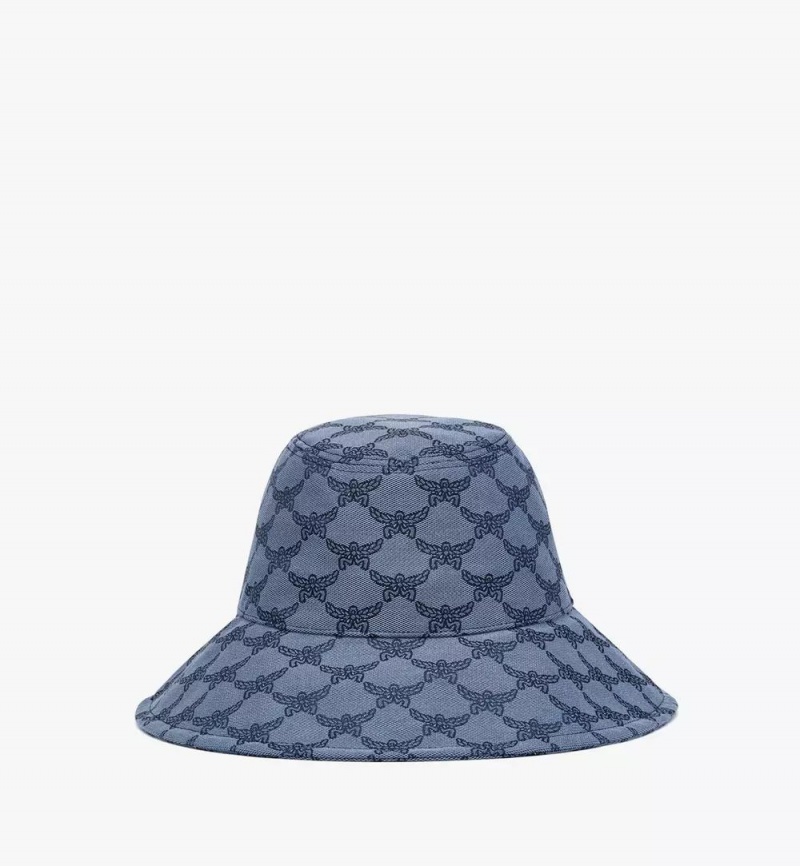 Klobuky MCM Worldwide Siroke Topanky Bucket in Lauretos Denim Jacquard Damske Modre | 169837-MAD