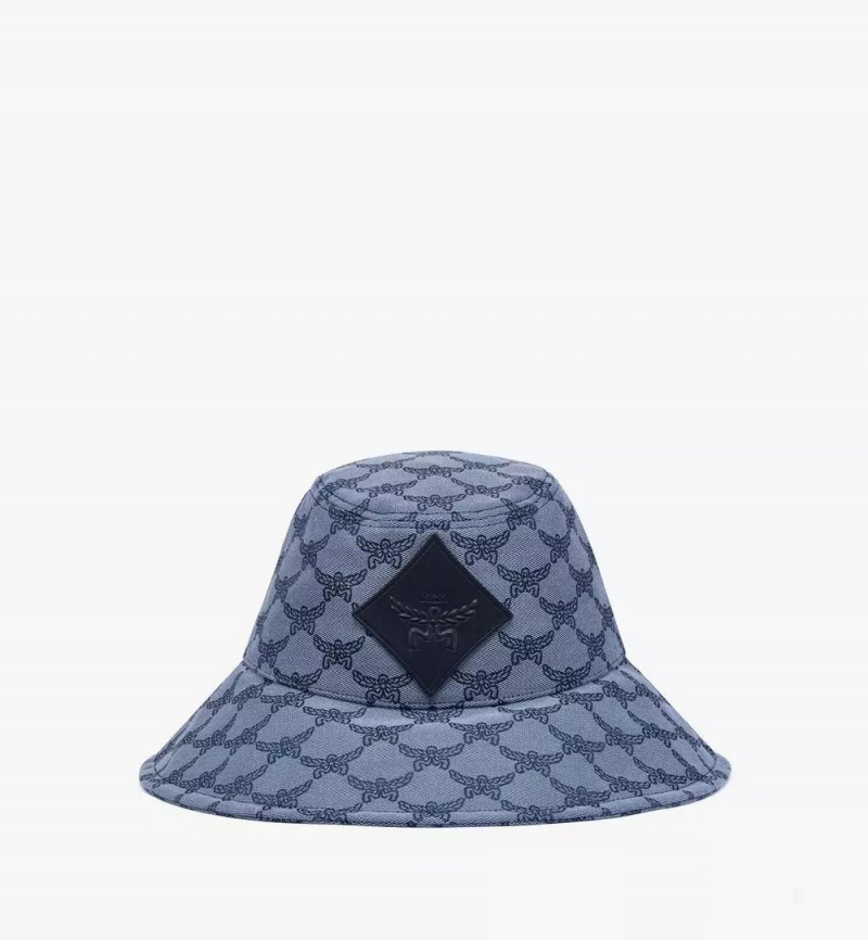 Klobuky MCM Worldwide Siroke Topanky Bucket in Lauretos Denim Jacquard Damske Modre | 169837-MAD