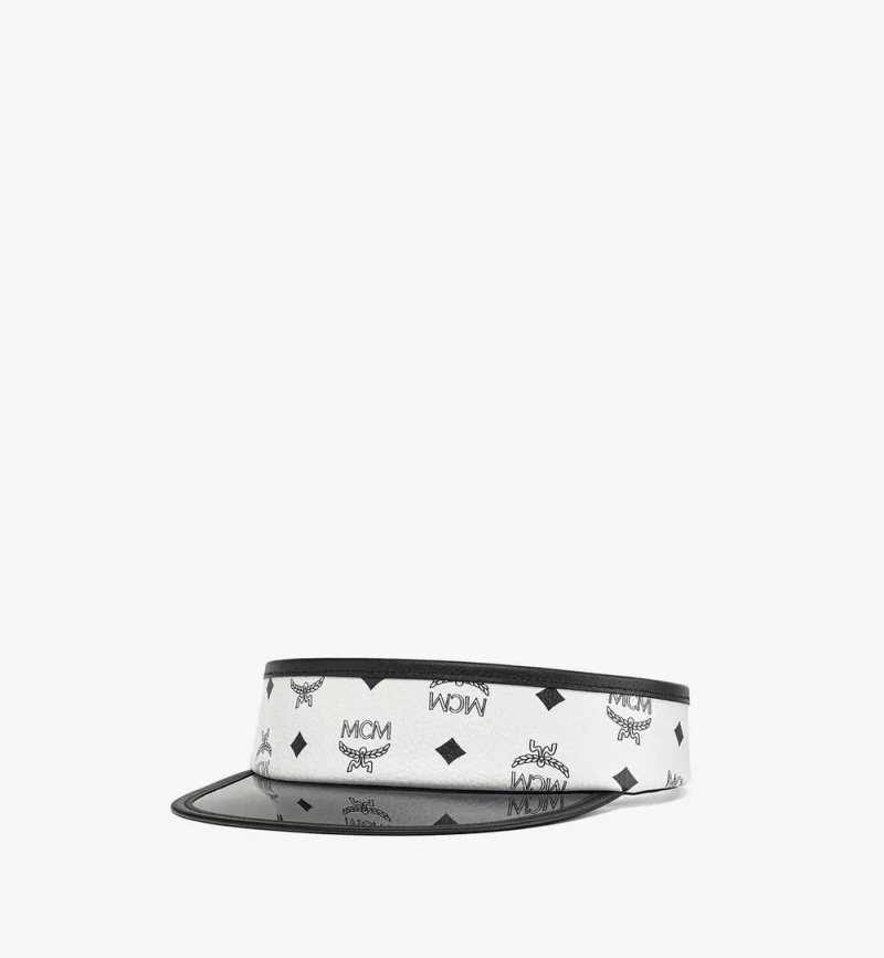 Klobuky MCM Worldwide Vinyl Visor in Visetos Panske Biele | 954761-SUZ