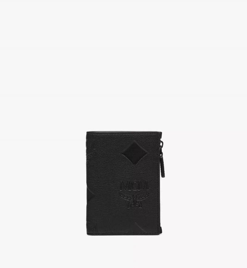 Male Penazenky MCM Worldwide Aren Snap in Maxi Monogram Kozene Čierne | 879602-HLN