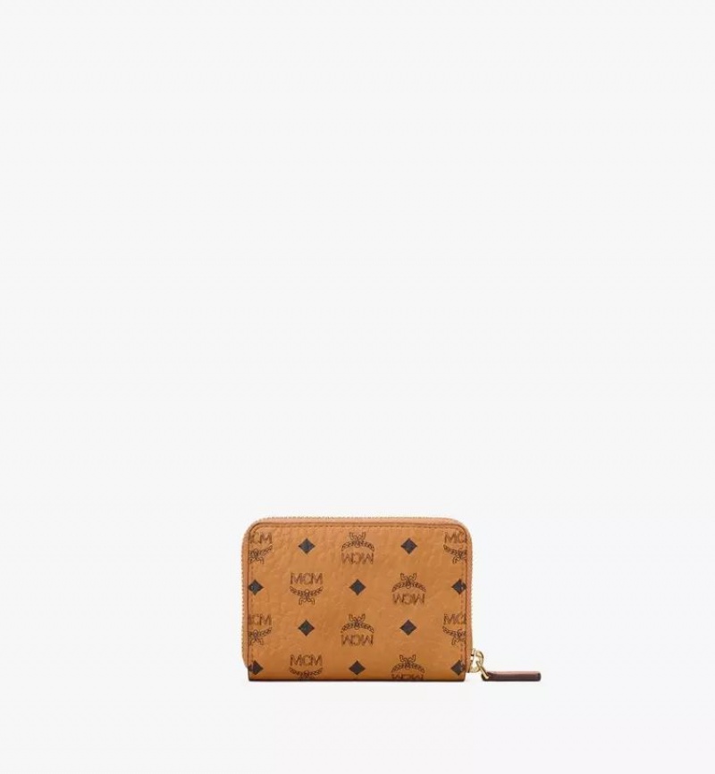 Male Penazenky MCM Worldwide Zip in Visetos Original Hnede | 296571-UAT