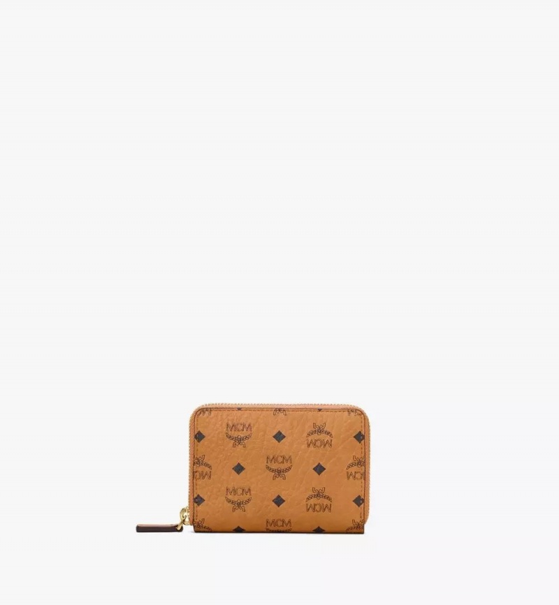 Male Penazenky MCM Worldwide Zip in Visetos Original Hnede | 296571-UAT