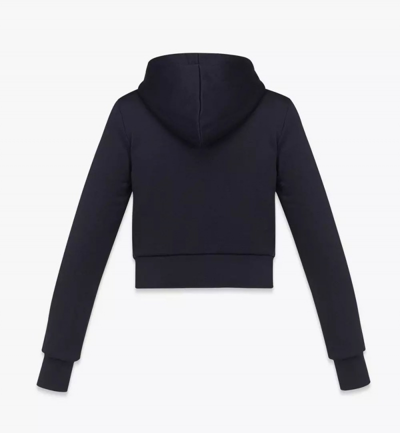 Mikina s Kapucnou MCM Worldwide Essential Logo Terry Zip Damske Modre | 049712-QRZ