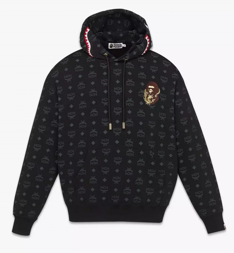 Mikina s Kapucnou MCM Worldwide MCM x BAPE Monogram Shark Panske Čierne | 734962-GXM