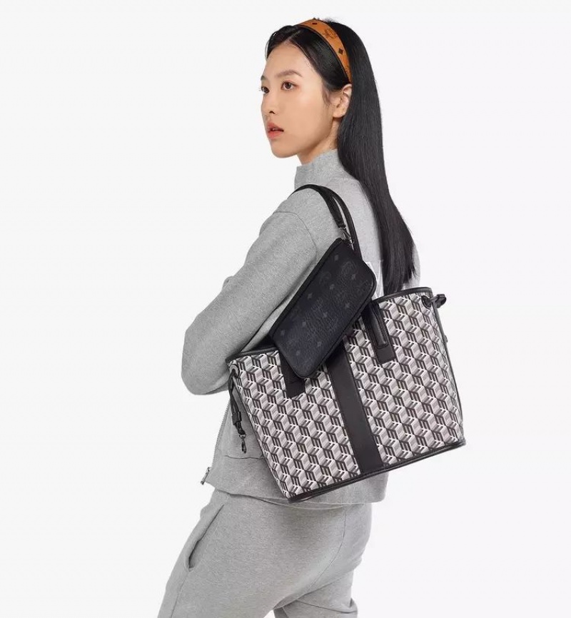 Nákupné Tašky MCM Worldwide Reversible Liz in Visetos Čierne | 809625-BFV