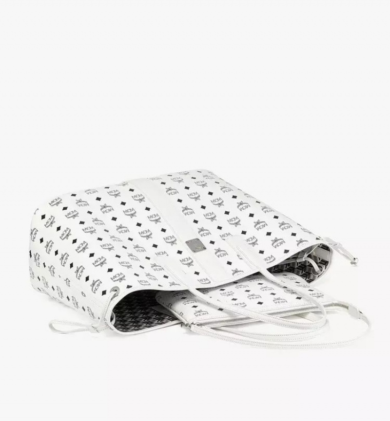 Nákupné Tašky MCM Worldwide Reversible Liz in Visetos Biele | 628051-RCY