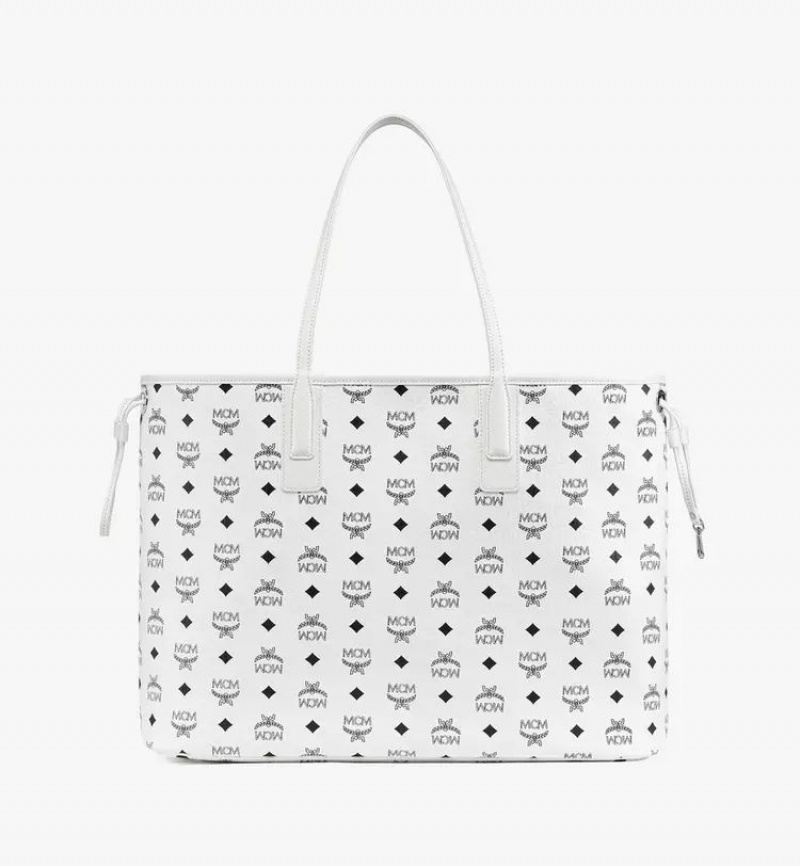 Nákupné Tašky MCM Worldwide Reversible Liz in Visetos Biele | 628051-RCY