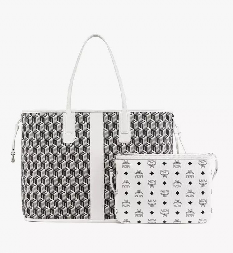 Nákupné Tašky MCM Worldwide Reversible Liz in Visetos Biele | 628051-RCY