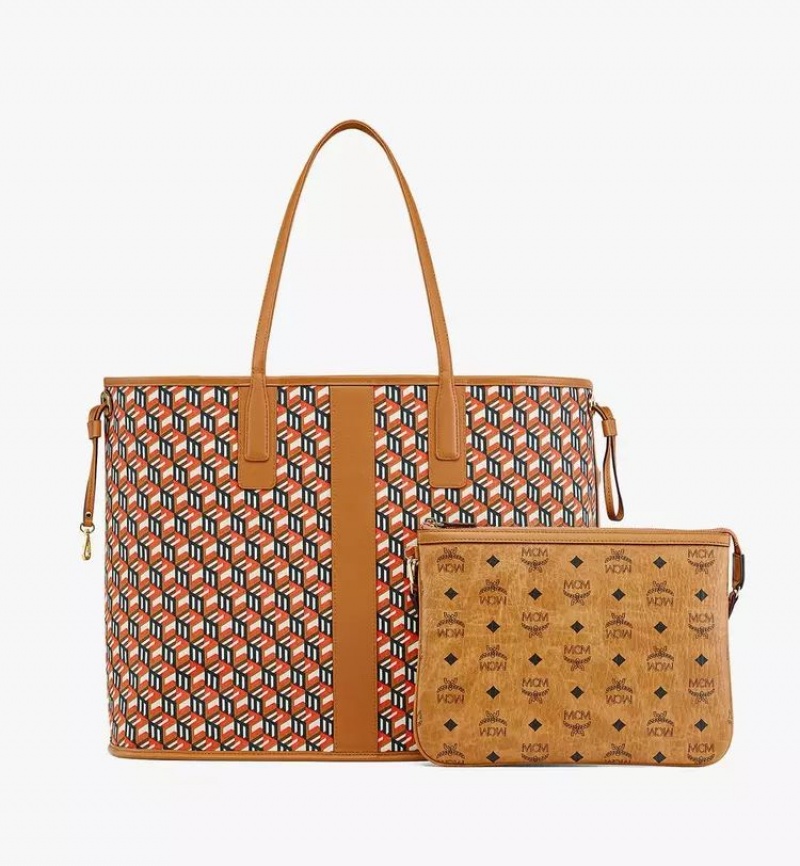 Nákupné Tašky MCM Worldwide Reversible Liz in Visetos Hnede | 692748-RCD