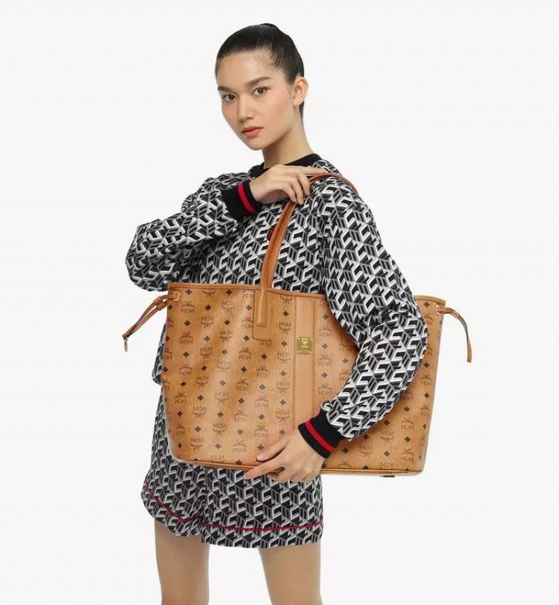 Nákupné Tašky MCM Worldwide Reversible Liz in Visetos Hnede | 692748-RCD
