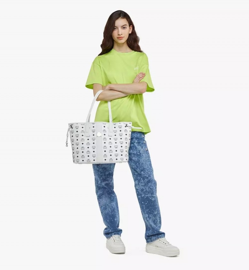 Nákupné Tašky MCM Worldwide Reversible Liz in Visetos Biele | 283946-QNK