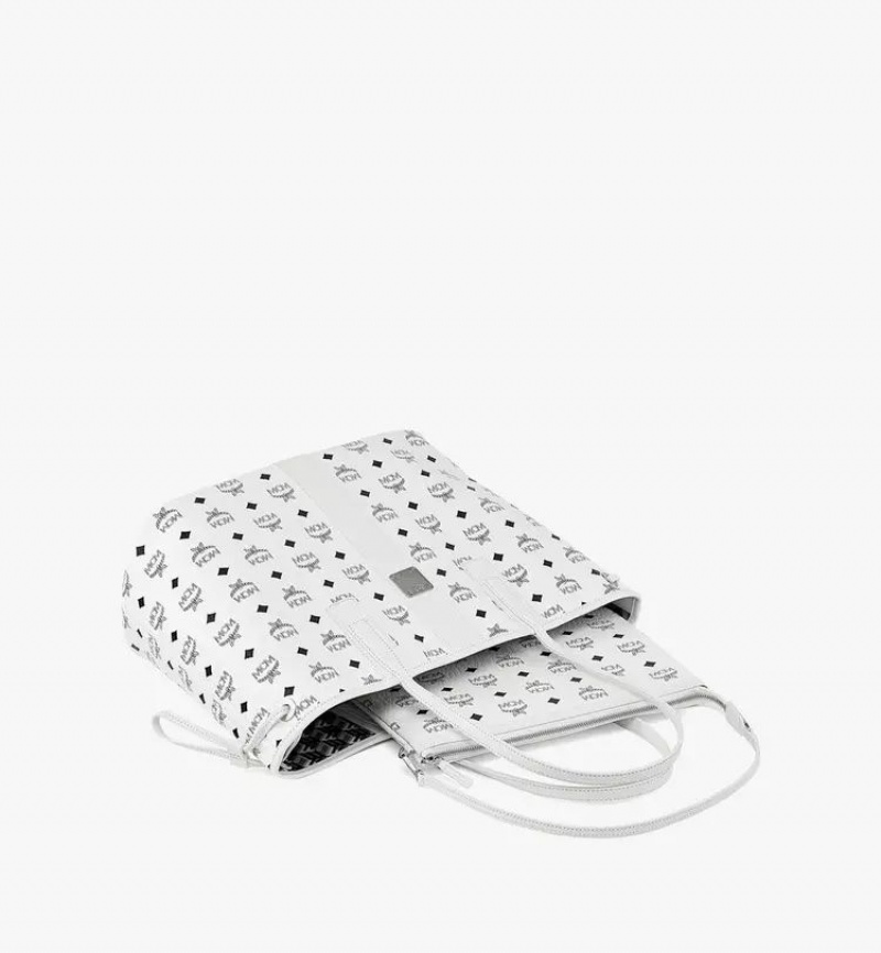 Nákupné Tašky MCM Worldwide Reversible Liz in Visetos Biele | 283946-QNK