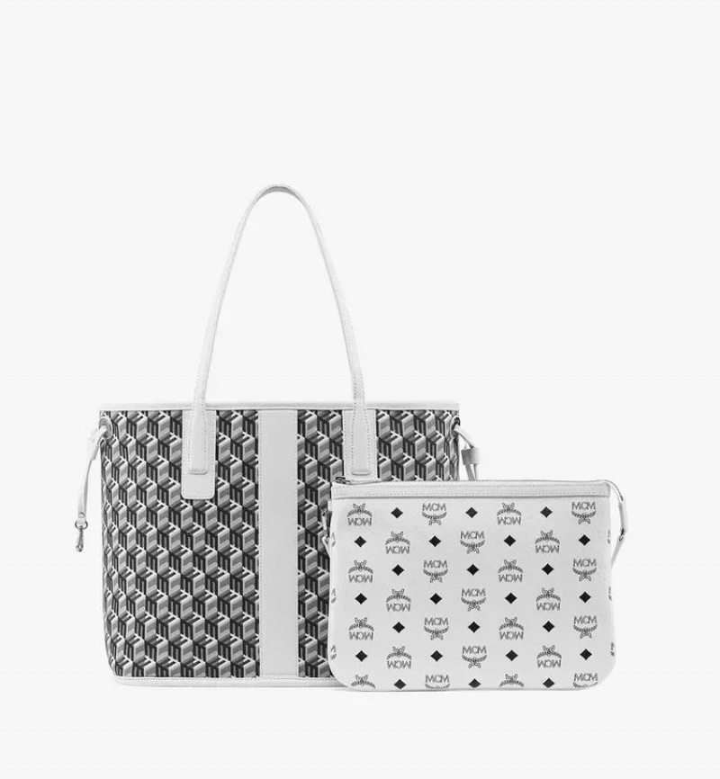 Nákupné Tašky MCM Worldwide Reversible Liz in Visetos Biele | 283946-QNK