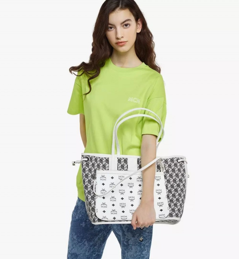 Nákupné Tašky MCM Worldwide Reversible Liz in Visetos Biele | 283946-QNK
