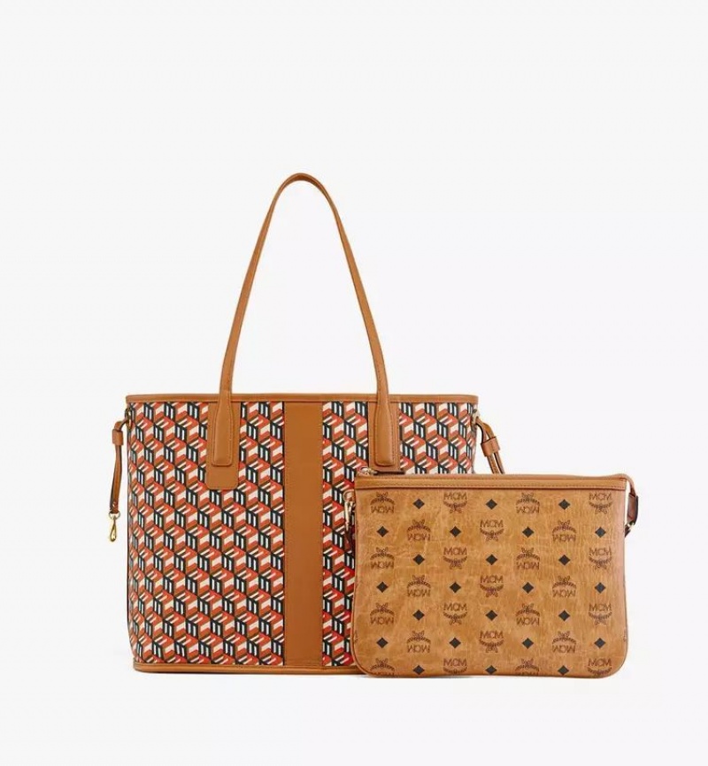 Nákupné Tašky MCM Worldwide Reversible Liz in Visetos Hnede | 723098-EMT