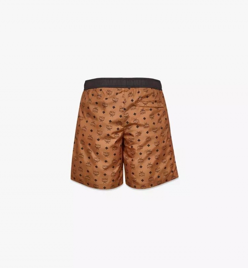 Nohavice MCM Worldwide Monogram Print Swim Trunks Panske Hnede | 796350-AFV