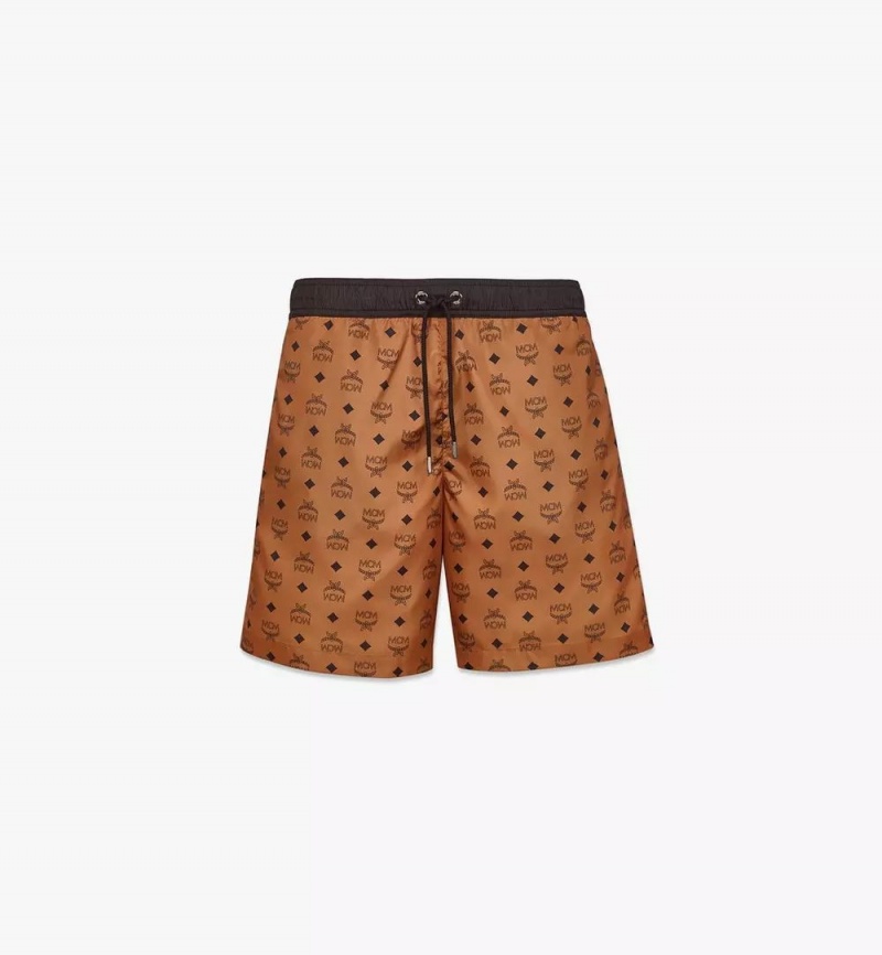 Nohavice MCM Worldwide Monogram Print Swim Trunks Panske Hnede | 796350-AFV