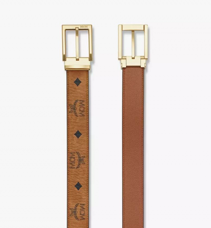 Opasky MCM Worldwide Aren Reversible 1.3” in Visetos Panske Hnede | 925076-VRC