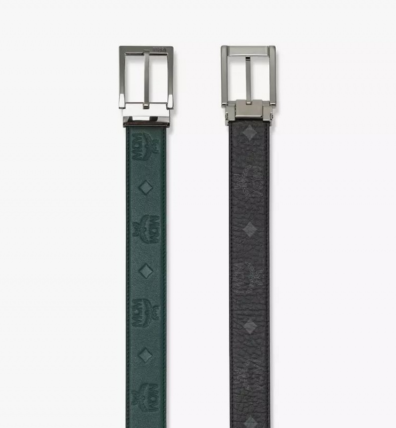 Opasky MCM Worldwide Aren Reversible 1.3” in Embossed Monogram Kozene Panske Zelene | 692834-HCV