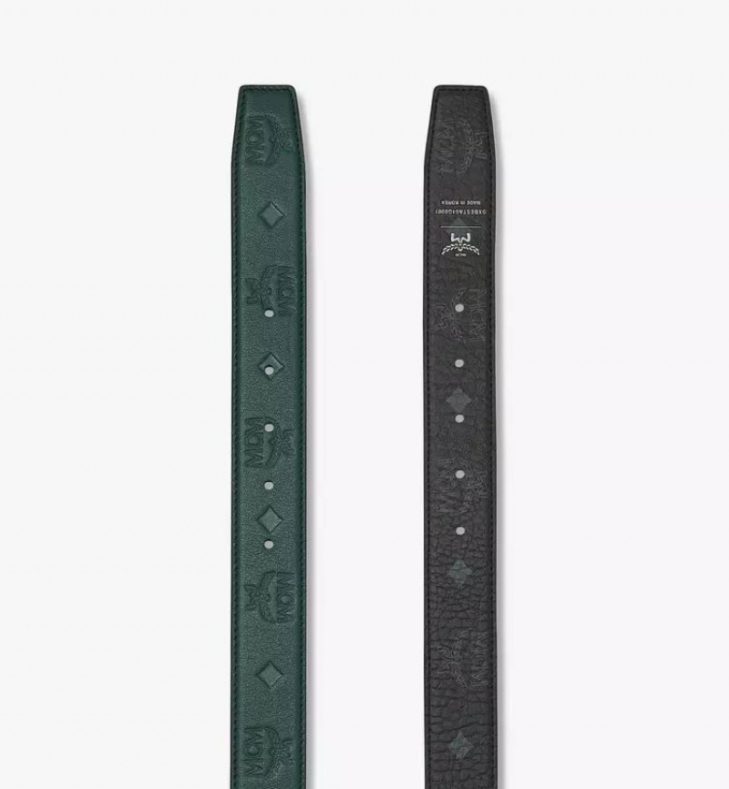 Opasky MCM Worldwide Aren Reversible 1.3” in Embossed Monogram Kozene Panske Zelene | 692834-HCV