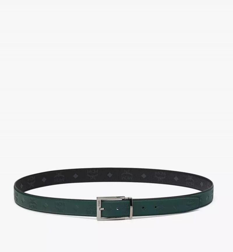 Opasky MCM Worldwide Aren Reversible 1.3” in Embossed Monogram Kozene Panske Zelene | 692834-HCV