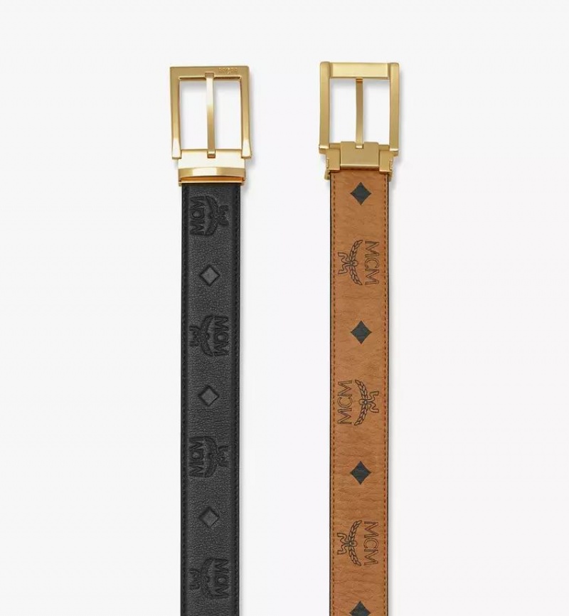 Opasky MCM Worldwide Aren Reversible 1.3” in Embossed Monogram Kozene Damske Čierne | 523178-DLQ