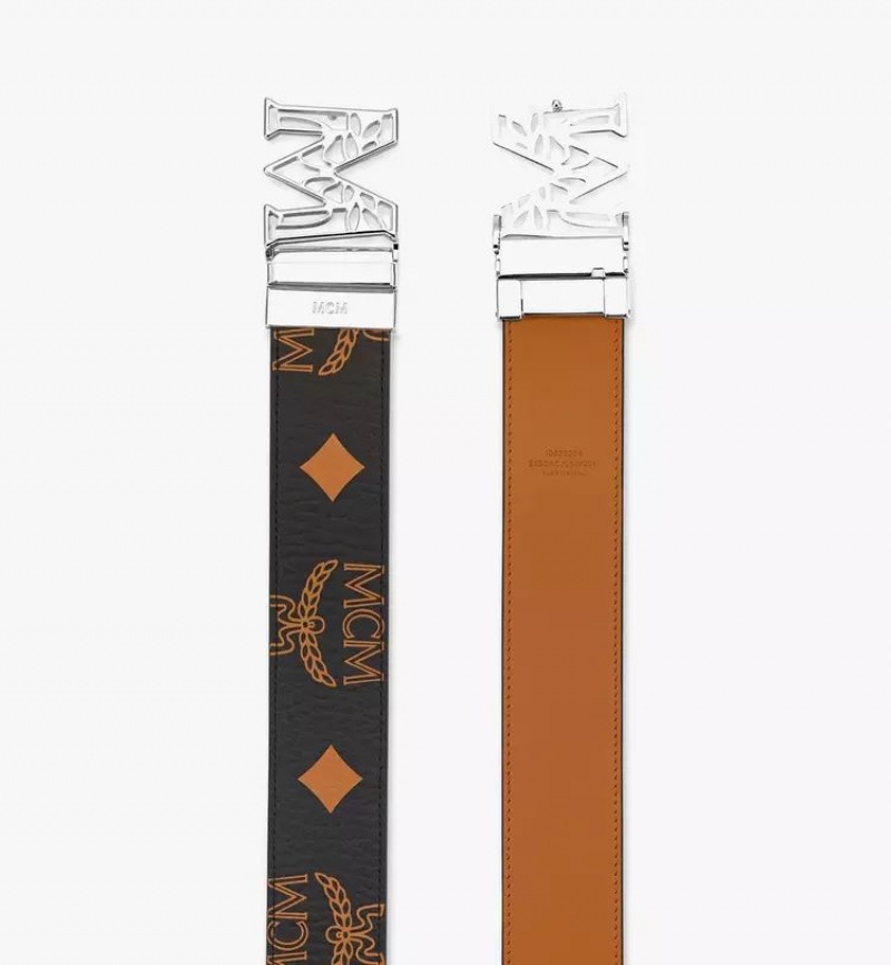 Opasky MCM Worldwide Claus Laurel M Reversible 1.75” in Maxi Visetos Panske Čierne | 890127-ZJO