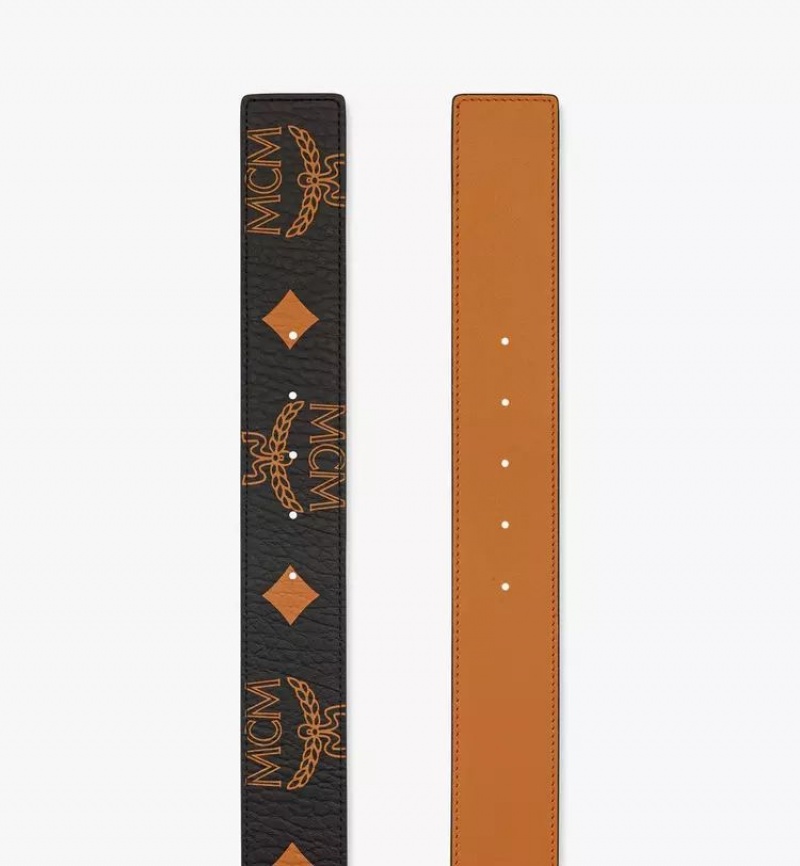Opasky MCM Worldwide Claus Laurel M Reversible 1.75” in Maxi Visetos Panske Čierne | 890127-ZJO
