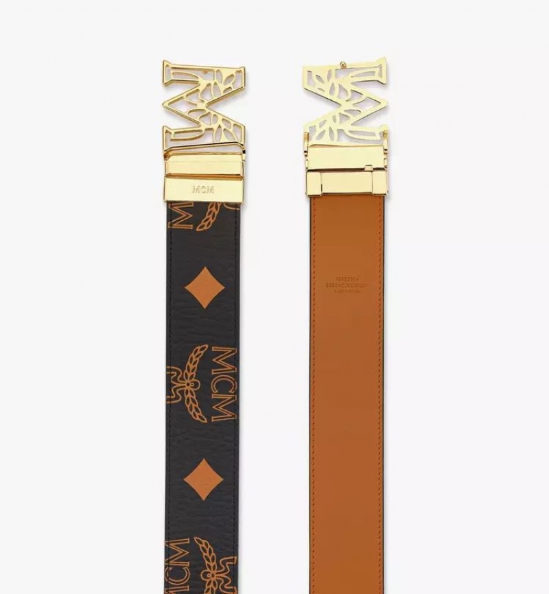 Opasky MCM Worldwide Claus Laurel M Reversible 1.75” in Maxi Visetos Damske Čierne | 984136-MEA