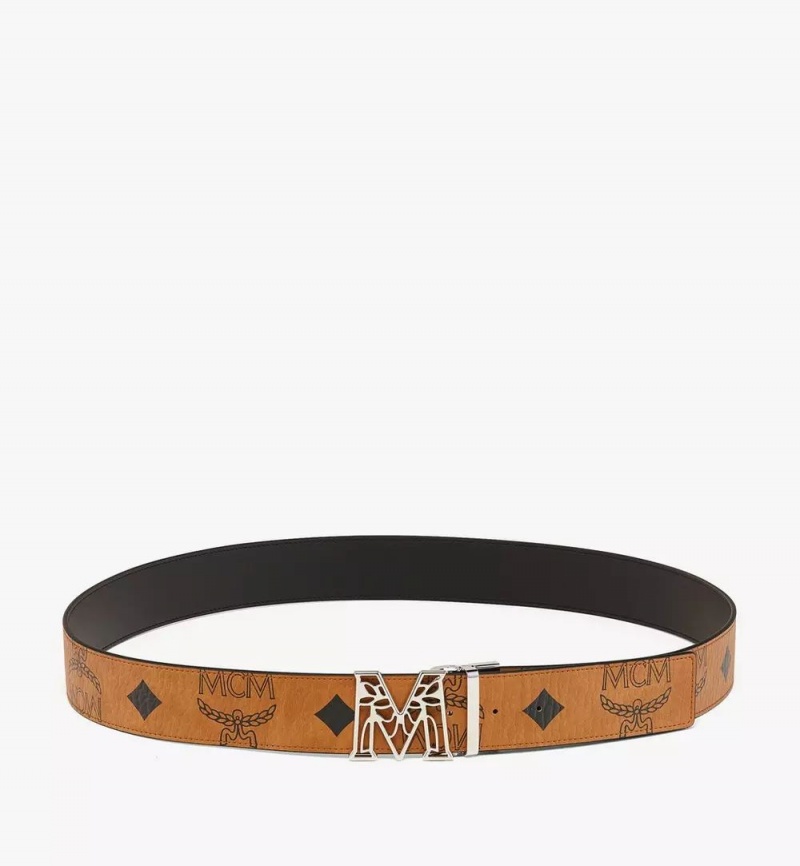 Opasky MCM Worldwide Claus Laurel M Reversible 1.75” in Maxi Visetos Damske Hnede | 082194-LGA