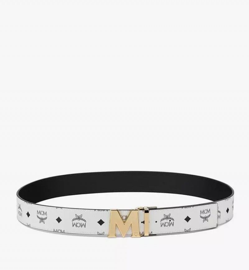 Opasky MCM Worldwide Claus M Reversible 1.75” in Visetos Panske Biele | 279680-TLJ