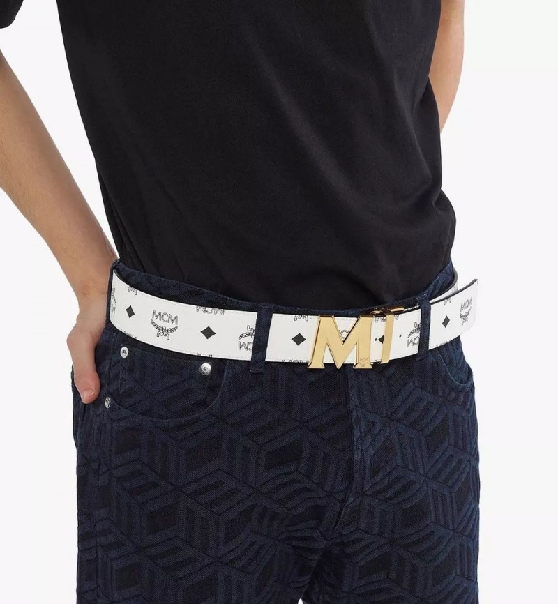 Opasky MCM Worldwide Claus M Reversible 1.75” in Visetos Panske Biele | 279680-TLJ