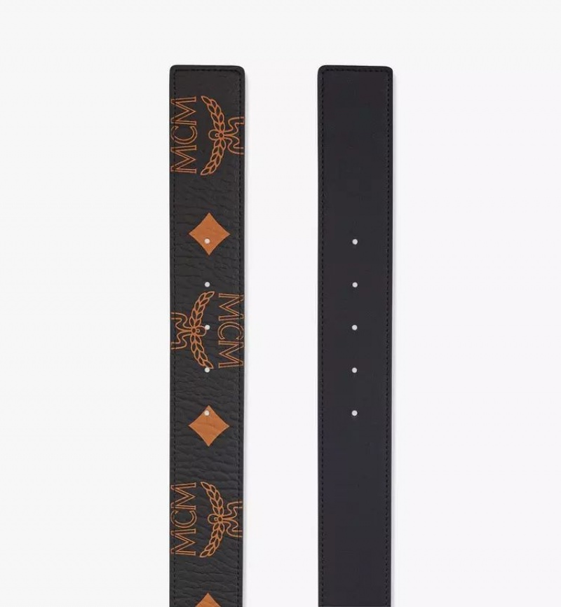 Opasky MCM Worldwide Claus Matte M Reversible 1.75” in Maxi Visetos Damske Čierne | 684352-PIV