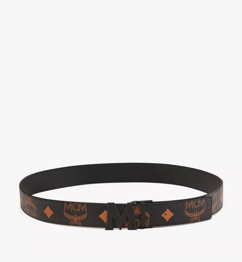 Opasky MCM Worldwide Claus Matte M Reversible 1.75” in Maxi Visetos Damske Čierne | 684352-PIV