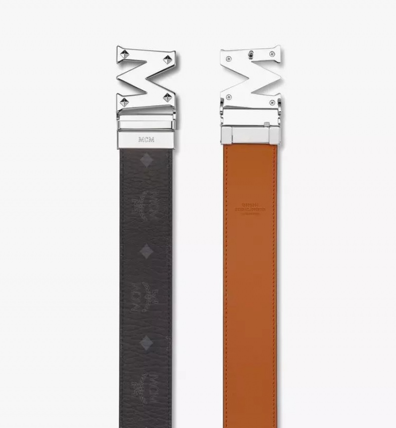 Opasky MCM Worldwide Claus Studded M Reversible 1.75” in Visetos Panske Čierne | 254381-JOR