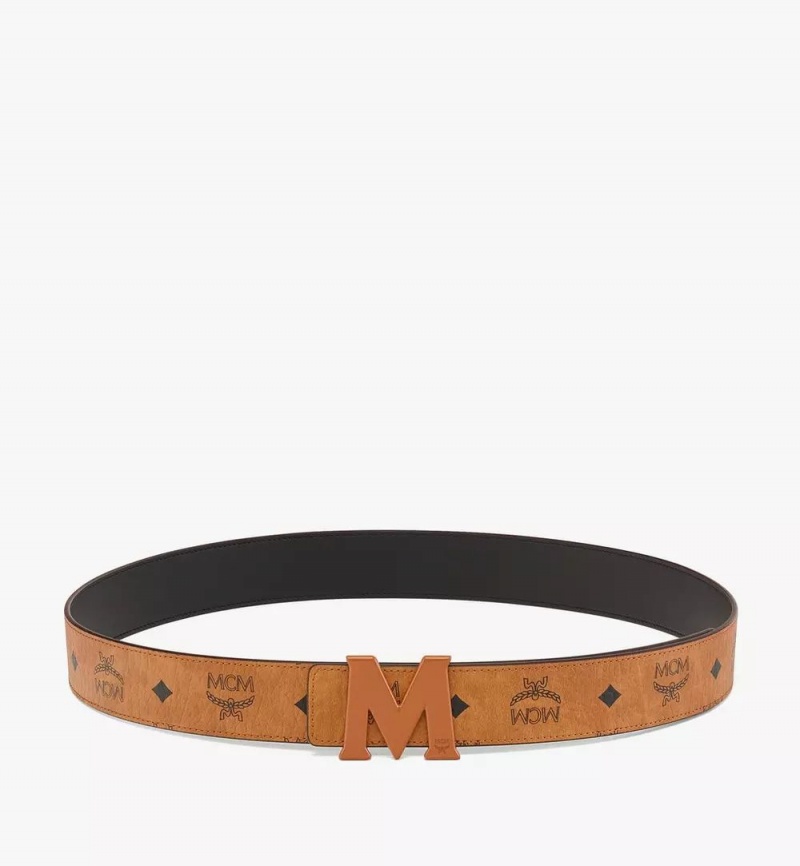 Opasky MCM Worldwide Claus Tonal M Reversible 1.5” Panske Hnede | 614582-XLI