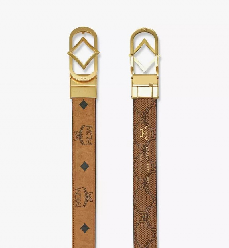 Opasky MCM Worldwide Diamond Prackou Reversible Monogram Panske Hnede | 798651-CVT