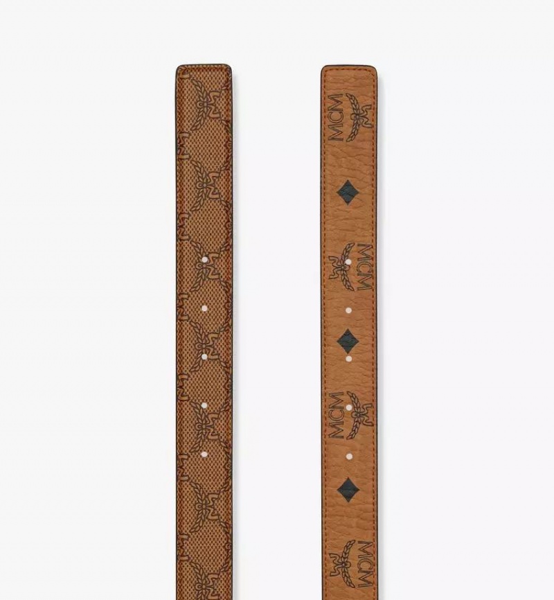 Opasky MCM Worldwide Himmel Brass Plate Reversible Monogram Panske Hnede | 092461-PHK
