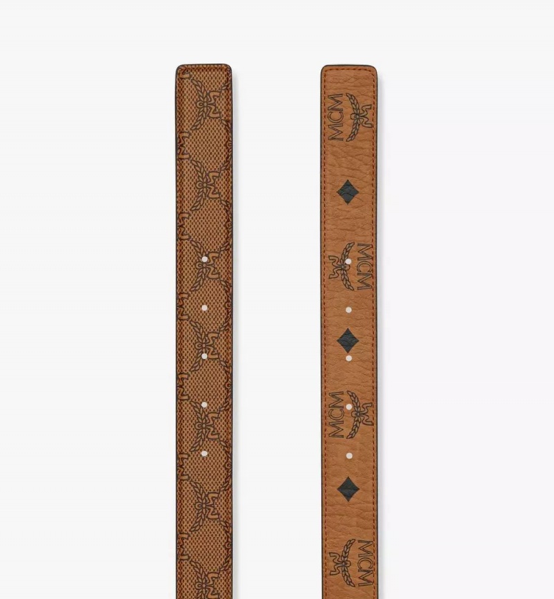 Opasky MCM Worldwide Himmel Brass Plate Reversible Monogram Panske Hnede | 092461-PHK