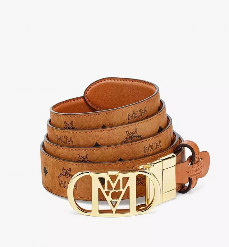 Opasky MCM Worldwide Mode Travia Reversible 1” in Embossed Kozene Damske Hnede | 064395-YNX