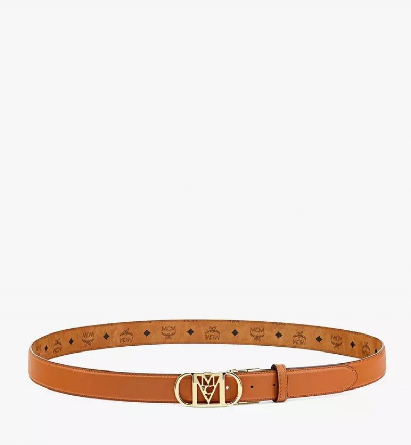 Opasky MCM Worldwide Mode Travia Reversible 1” in Embossed Kozene Damske Hnede | 064395-YNX