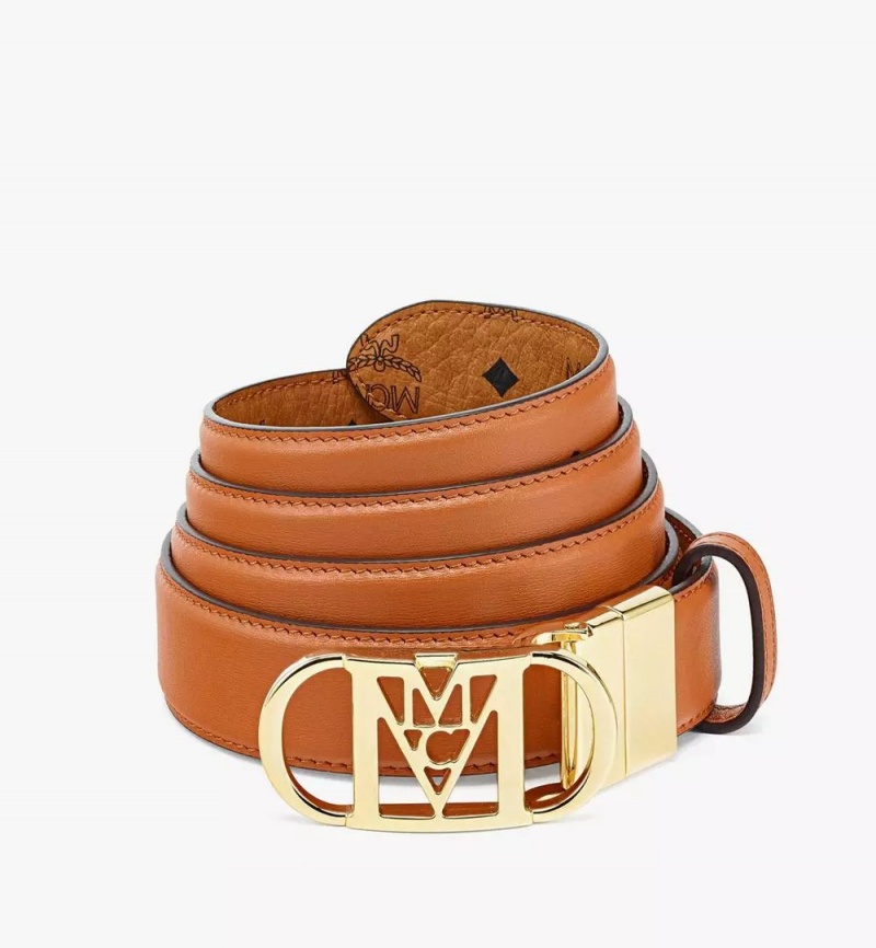 Opasky MCM Worldwide Mode Travia Reversible 1” in Embossed Kozene Damske Hnede | 064395-YNX