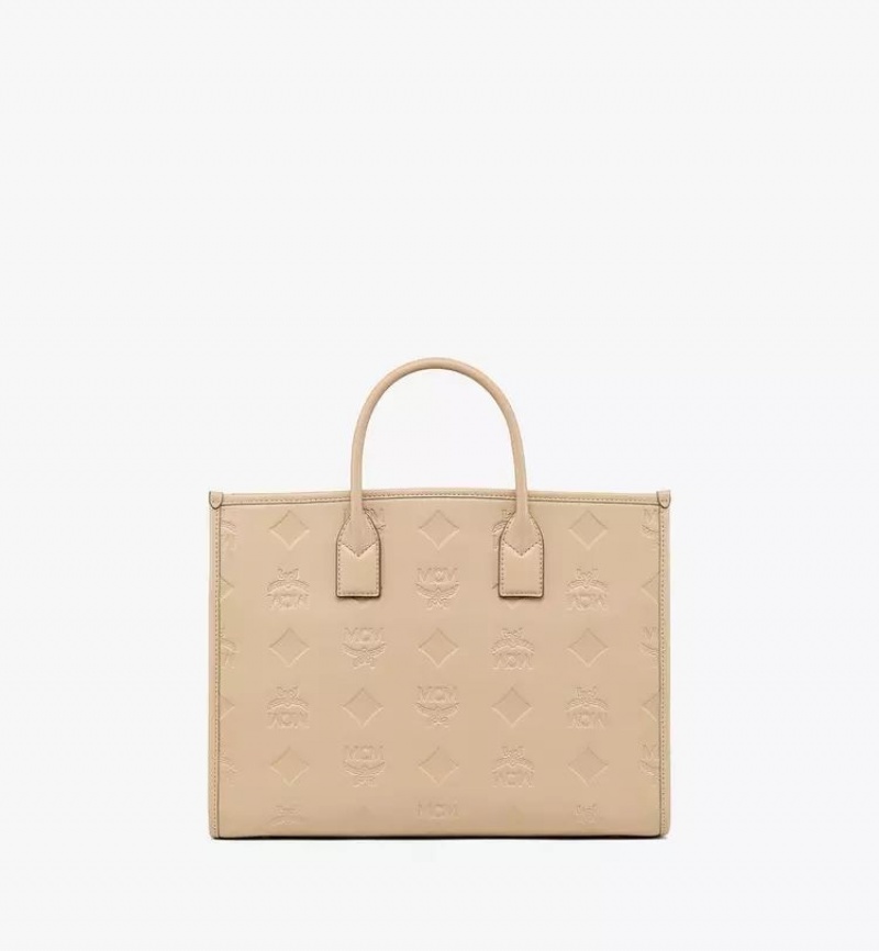 Prenosná Taška MCM Worldwide München in Maxi Monogram Kozene Béžové | 043516-GEN