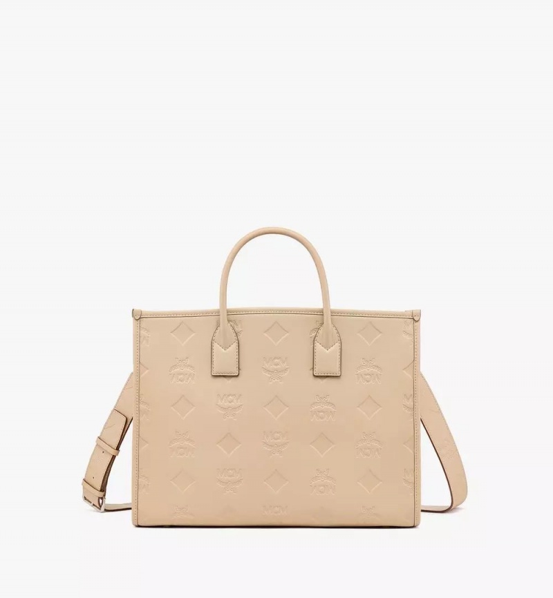 Prenosná Taška MCM Worldwide München in Maxi Monogram Kozene Béžové | 043516-GEN