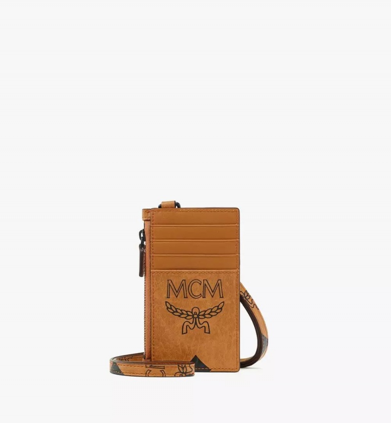 Puzdro Na Kartu MCM Worldwide Aren Lanyard in Maxi Visetos Hnede | 510429-QCN