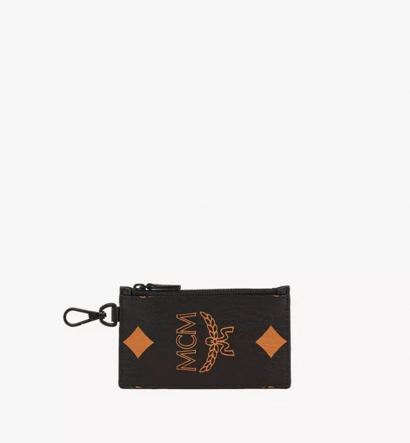 Puzdro Na Kartu MCM Worldwide Aren Lanyard in Maxi Visetos Čierne | 310478-KZR