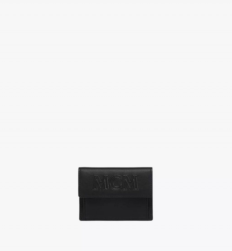 Puzdro Na Kartu MCM Worldwide Aren Pouch in Spanish Calf Kozene Čierne | 620517-KJZ