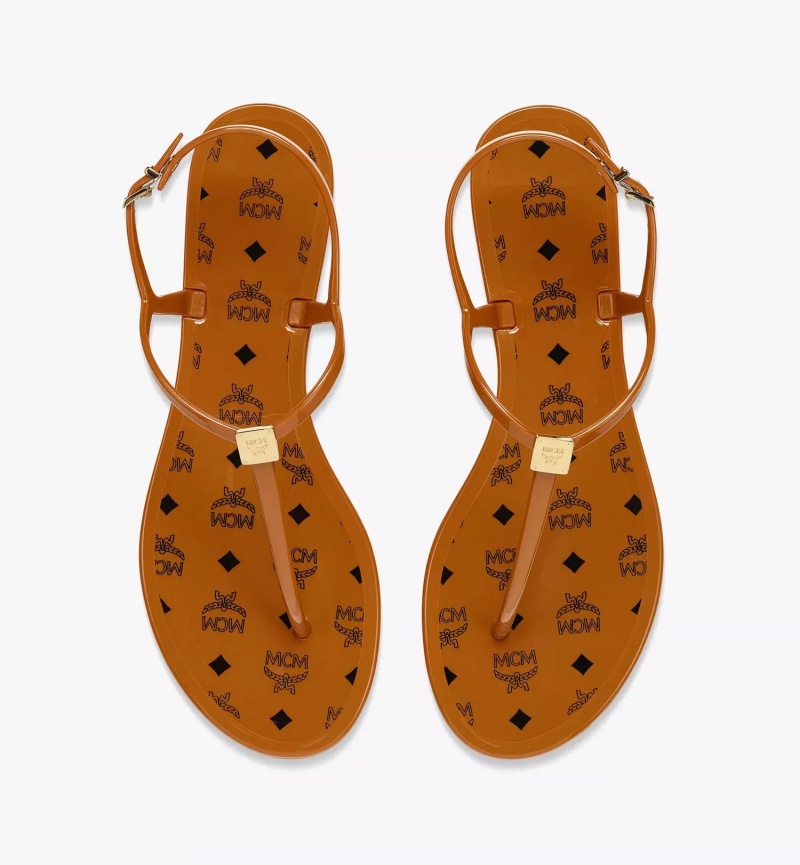 Slapky MCM Worldwide Monogram Jelly Damske Hnede | 964317-ZJM
